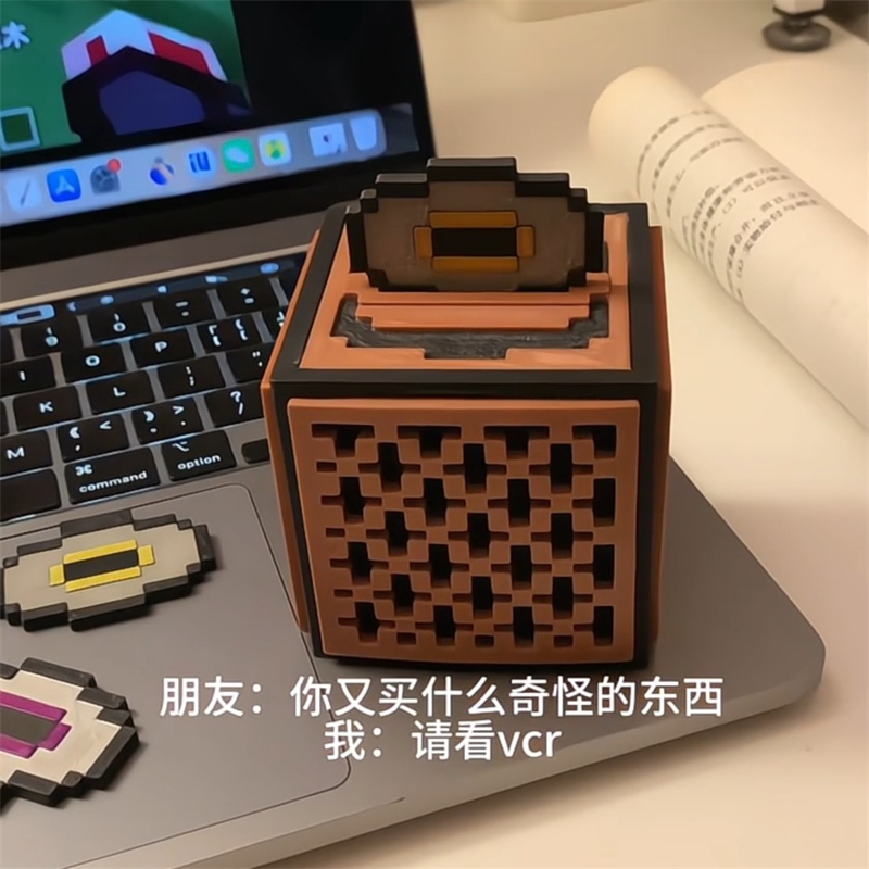 Gaming Accessories For Room - レッドストーン ミュージックボックス ジュークボックス ピクセルブロックモデル デスクトップフィギュア おもちゃ