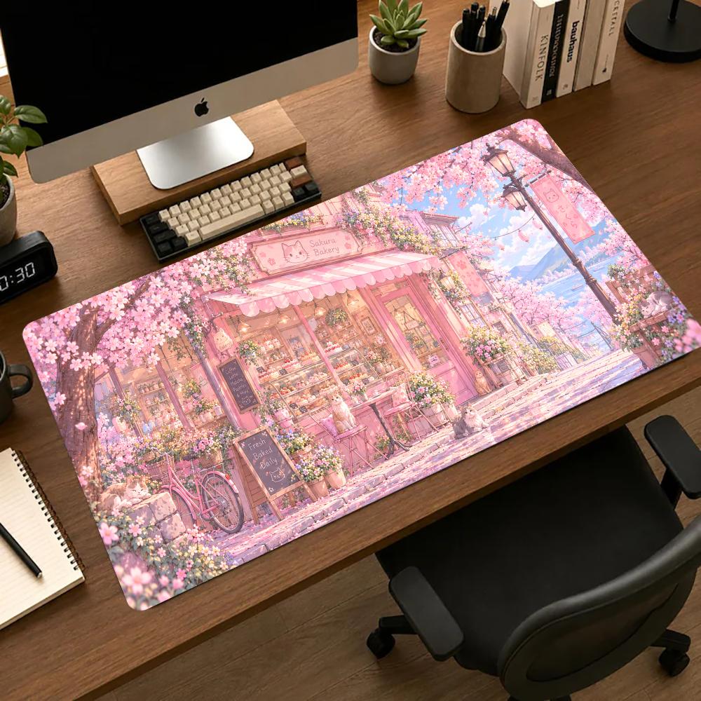 Gaming Accessories Shop - 桜柄のマウスパッド、デスクアクセサリー、プレイマット、カーペット、ゲームルームの装飾、デスクマット、お部屋の飾り、マウスパッド