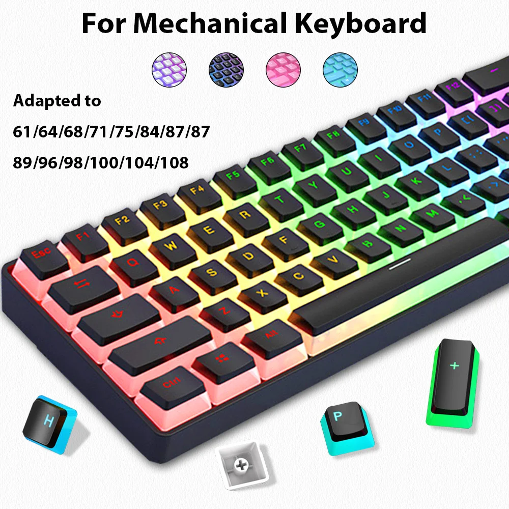 Gaming Accessories Aesthetic - 129キー プディングキーキャップ PBT ダブルショット RGB ゲーミングキーボードキーキャップ