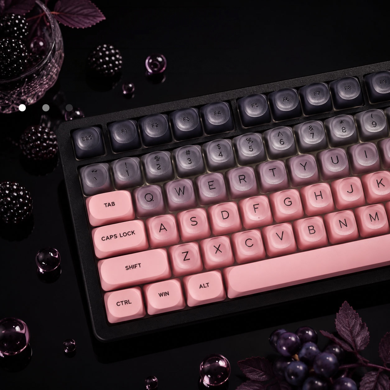 ブラックピンクのグラデーションカラーのクリスタルキーキャップ - Gaming Accessories Aesthetic のレビューと価格