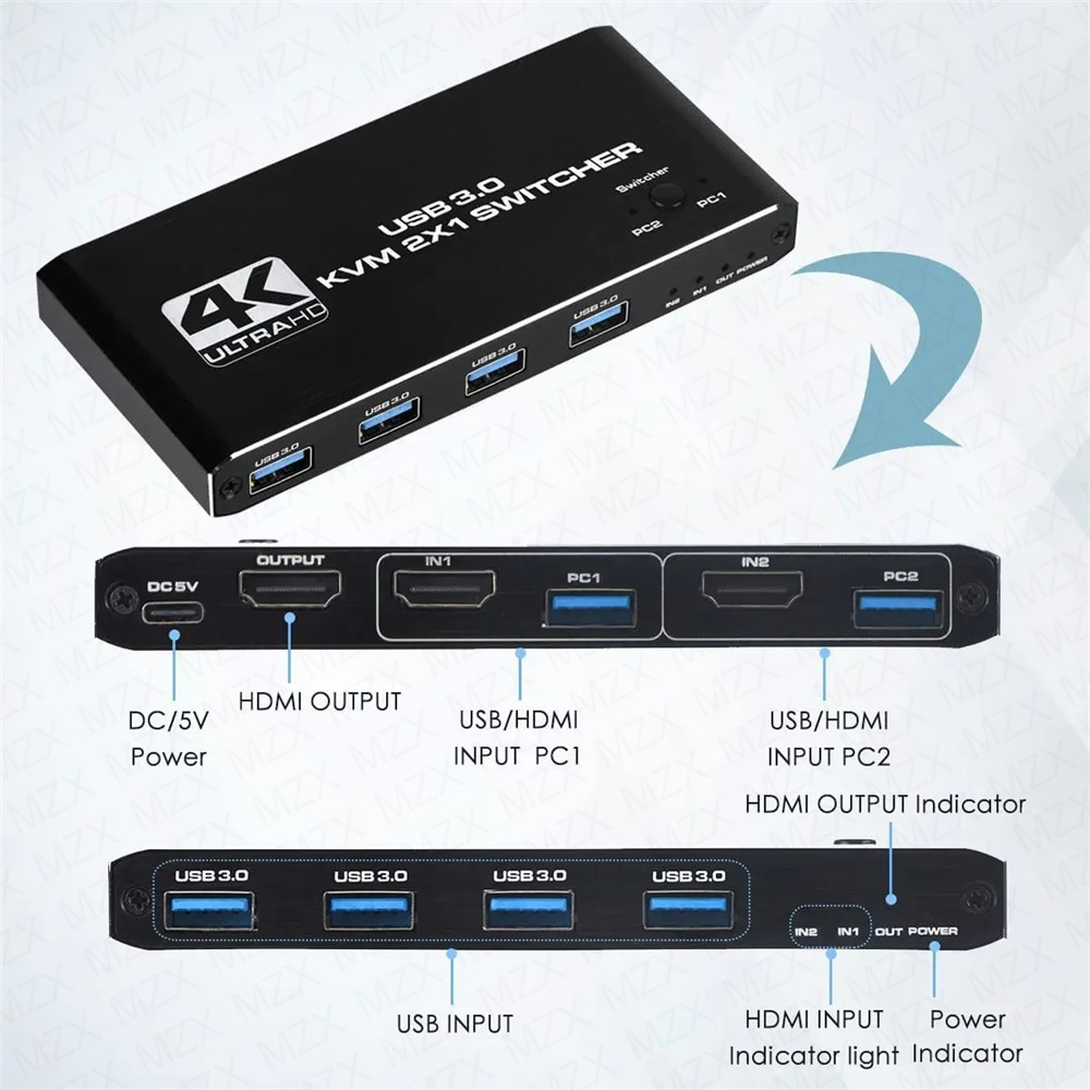 KVMスイッチ 4K 60Hz スイッチャー USB 3.0 - Gaming Accessories Rack のレビューと価格