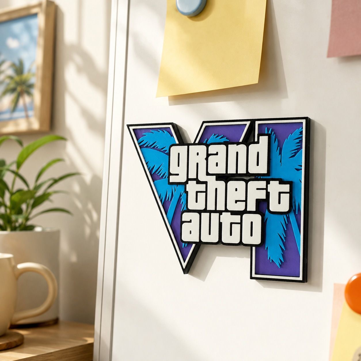 GTA6 3Dプリントロゴ マグネットステッカー 冷蔵庫マグ - Gaming Accessories For Room のレビューと価格