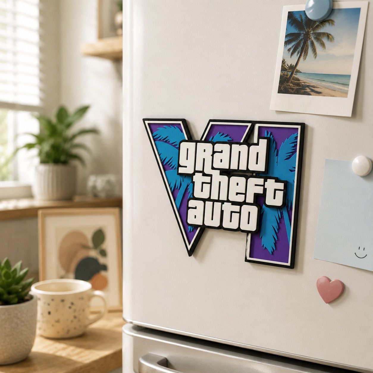 GTA6 3Dプリントロゴ マグネットステッカー 冷蔵庫マグ - Gaming Accessories For Room のレビューと価格