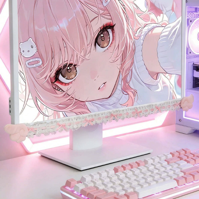 かわいいレースモニターフレーム装飾、天使の羽付き、かわいいリ - Accessories For Your Gaming Room のレビューと価格