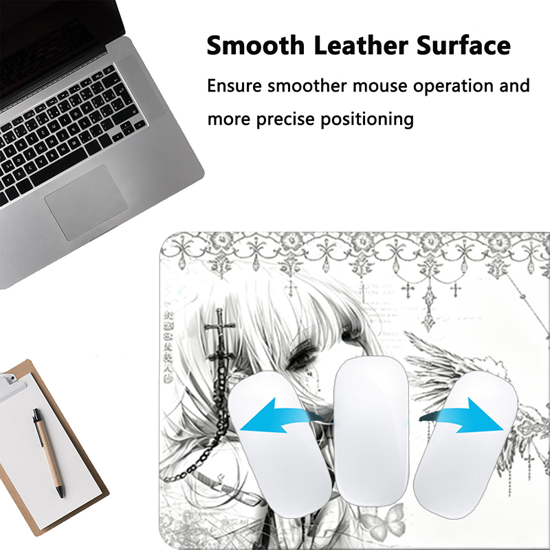 レザーマウスパッド黒白アニメ美学エンジェルガールマウスパッド - Gaming Accessories Aesthetic のレビューと価格